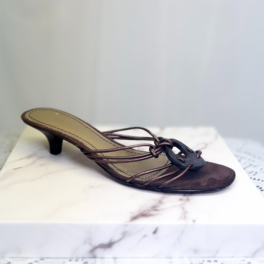 Bandolino Brand Women's Kitten Heel Sandals in Brown - Picture 4 of 11